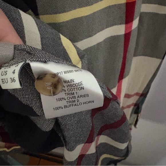 J W ANDERSON sz 4 Blue Long Sleeve Tie Plaid Button Down Leather Patch Pocket - Picture 14 of 16